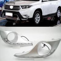 ราคา Car Flashing DRL Daytime Running Lights fog lamp cover headlight Daylight car-styling For Toyota Hi (45905638938)