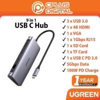 ราคา UGreen 9-in-1 HDMI Ethernet USB C Hub USB 3.0 4K HDMI VGA Ethernet Micro SD Card TF Card Reader ประเภท C UG-CM179-40873 (42079168667)