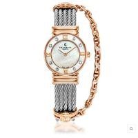 ราคา Charriol นาฬิกาข้อมือผู้หญิง รุ่น ST TROPEZ ICON WATCH ROSE GOLD PVD, STEEL CABLE, 8 DIAMONDS BEZEL AND WHITE MOP (24980446514)