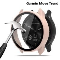 ราคา กระจกนิรภัย + เคสสําหรับ Garmin Vivomove Trend กรอบป้องกันหน้าจอฝาครอบกันชนสําหรับ Garmin Vivomove Trend Case (28619829362)