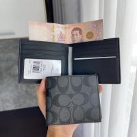 ราคา COACH F66551 Id Billfold Wallet In Signature Canvas (Charcoal_Black) (17226292821)