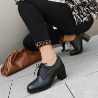 ราคา 3285 รองเท้าไซส์ใหญ่ (40-45) Oxford อ็อกซ์ฟอร์ด ส้นสูง 3 นิ้ว หนัง pu มีเชือกผูก (24923135059)