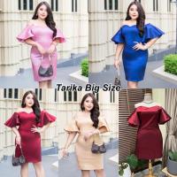 ราคา เดรสปาดไหล่ แขนกระดิ่ง ผ้าไหมยืด สาวอวบ คนอ้วน plus size สาวอวบอ้วน (17461471970)