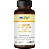ราคา Vitamin World Turmeric Curcumin 1000mg, BioPerine Black Pepper Extract for Better Absorption, Curcuminoids 95%, อาหารเสริมขมิ้นสําหรับสารต้านอนุมูลอิสระและข้อ, ปราศจากกลูเตน, 60 (44558812062)