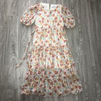 ราคา เสื้อผ้ามือสอง เดรสยาว ผ้าชีฟอง สีหวาน ลายดอกไม้ ฟีลลูกคุณ น่ารักมาก (43902180760)