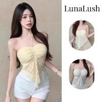 ราคา LunaLush✨เสื้อคุณภาพดี เกาะอก เสื้อเกาะอกลูกไม้ แต่งสายคล้องคอ ทรงสลิมฟิต เซ็กซี่"Y0907" (40520017977)