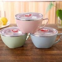 ราคา ชามสแตนเลส พร้อมหูจับ+ฝาปิด หุ้มพลาสติก2ชั้น กันความร้อน 900ml (สุ่มสี) (8631643699)