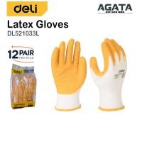 ราคา DELI ถุงมือยางลาเท็กซ์ 12 คู่ DL521033L ถุงมือมือนิรภัยนิรภัยแบบด้ามจับกันลื่นยางลาเท็กซ์ (53306161920)