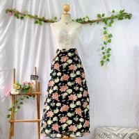ราคา กระโปรงผ้าโพลีสีดำานิท พิมพ์ลายดอกสวยมาก แบรนด์ laura ashley (22655787176)
