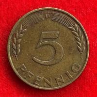 ราคา เหรียญเยอรมัน Germany 5 pfennig ปี 1950D เหรียญ​ต่างประเทศ (56312367647)