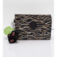 ราคา New Kipling แท้ ; กระเป๋าตังค์ใบกลาง มือ 1 ของใหม่ PIXI Snap Medium Trifold Wallet Polyester Disco Glam Multi สีดำ-ทอง (27678096649)