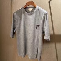 ราคา H.erme* Horse leather patch round neck short sleeve shirt T Loose-fitting, versatile shirt for both men and women (58060917140)