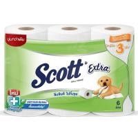 ราคา สก็อตต์เอ็กซ์ตร้ากระดาษชำระความยาวสุดพิเศษ 6ม้วน Scott Extra Roll Tissue Super Jumbo 6rolls [8850039204021 ] (46760321061)