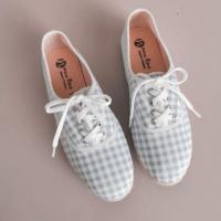 ราคา รองเท้าผ้าใบทรง keds ลายสก๊อตน่ารักๆ สีเขียวอ่อน (7838065106)