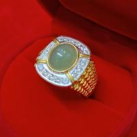ราคา แหวนทอง หยกพม่าล้อมเพชร (ทรงเหลี่ยม)ขนาดฟรีไซส์ (43481510254)