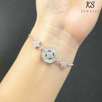 ราคา สร้อยข้อมือแบบรูดฟรีไซส์ทรงกลม,ชุบทองคำขาว,สร้อยข้อมือฝังเพชร,XB00031 (13929537837)
