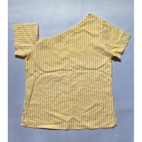 ราคา เสื้อแฟชั่นปาดไหล่ลายสีเหลืองขาว (25925902635)