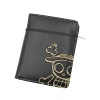 ราคา Anime One Piece Luffy Skull Short Wallet Student Anime Coin Purse กระเป๋าสตางค์สีดํา (26056625613)