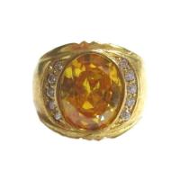 ราคา TANITTgems แหวนพลอยบุษราคัมล้อมเพชร ตัวเรือนทองเหลืองแท้ #1592 (453249838)