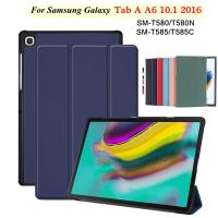 ราคา For Samsung Galaxy Tab A A6 10.1 2016 SM-T580 T580N T585 T585C Case PC Hard Shell Shockproof PU Leather Tri-fold Bracket Protective Cover (12099569427)