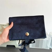 ราคา Guerlain Dark Blue Velvet พับ Lace-Up กระเป๋าเครื่องสําอางกระเป๋าคลัทช์กระเป๋าเดินทาง Envelope Dinner Bag (29129436642)