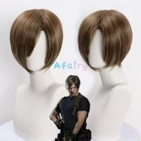 ราคา Afairy Resident Evil Leon คอสเพลย์วิกผม Scott Kennedy สีเขียวสีน้ําตาลผมสั้น (47859849815)