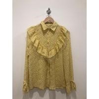 ราคา เสื้อผ้ามือสองเสื้อชีฟองสีเหลืองลายดอกไม้ (21382219433)