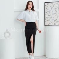 ราคา กระโปรงทรงเอเอวสูง ยาว36" ผ่าหน้า/หลัง ผ้าฮานาโกะยืด กระโปรงนักศึกษา (84079662)