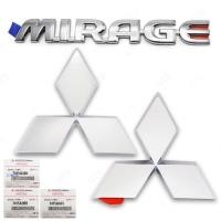 ราคา ชุด โลโก้ติดกระจังหน้า+โลโก้ติดฝาท้าย+โลโก้ "MIRAGE" ของแท้ 3 ชิ้น สีโครเมี่ยม Mitsubishi Mirage,Attrage ปี 2012-2019 (6894869123)