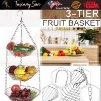 ราคา 3 ชั้นลวดเหล็กผลไม้แขวนตะกร้าผักผลไม้เก็บ Chrome Rack Bakul Bawang Gantung Bawang (42181686595)