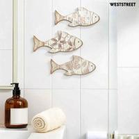ราคา Weststreet 3 ชิ้นไม้ปลา Nautical Wall Decor, Vintage Beach Coastal Theme Fish Wall Art, Rustic Farmhouse แขวนประติมากรรมสําหรับ Lake House, ห้องน้ํา (49611676262)