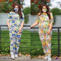 ราคา PP12540 Set #BigSize เสื้อแขนสั้น+กางเกงขายาว+แมสผ้า ลายการ์ตูน (9786228155)