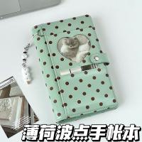 ราคา Ins Mint Polka Dot Handbook สมุดบันทึกหนังสิทธิบัตร A6 มูลค่าสูง Niche ไดอารี่ใบหลวมแบบพกพา (49710105881)