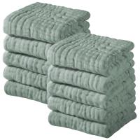 ราคา Yoofoss Muslin Baby Washcloths ผ้าขนหนูเช็ดหน้าผ้าฝ้ายออร์แกนิก 100% 10 แพ็คผ้าซักได้สําหรับเด็ก 12x12in ผ้าเช็ดทําความสะอาดเด็กนุ่มและดูดซับ (สีเขียวเข้ม) (56007607542)