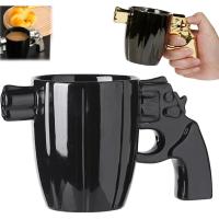 ราคา แก้วกาแฟลูกโม่ JOYO, 2025 แก้วกาแฟลูกโม่เซรามิกแปลกใหม่พร้อมที่จับปืนแฟชั่นแก้วปืนปลอมคริสต์มาสการบีบอัดสําหรับผู้ชาย (สีดํา #) CPKS (57312713780)