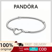 ราคา Pandora Silver Snake Chain Sterling Silver Bracelet with Heart Clasp (54413115472)