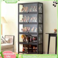 ราคา ตู้โชว์กระจกใส ตู้เหล็กอเนกประสงค์ สีดำ ตู้เหล็ก 5/4/3/2 ชั้น กล่องใสกันฝุ่นกันรอย หน้าเปิดได้ (24228522676)