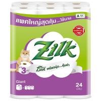ราคา ซิลค์ไจแอนท์กระดาษชำระความยาว3เท่า 24ม้วน Zilk Giant by Cellox Toilet Tissue 24rolls [หมายเลขบาร์โค้ด 8850046114245 ] (52103149670)