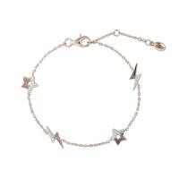 ราคา Merii สร้อยข้อมือเงินแท้ 925 ชุบโรสโกลด์ ประดับเพชร CZ ดีไซน์รูปดาวและสายฟ้า Memento (10227909687)