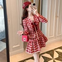 ราคา เดรสลายสก๊อตย้อนยุคฝรั่งเศสย้อนยุคฝรั่งเศสขนาดเล็กหวาน (45860033939)