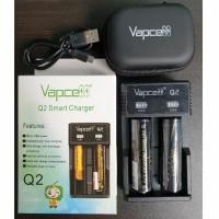 ราคา ถ่านและเครื่องชาร์จVapcell สีดำ18650 2000mAh 2ก้อน+เครื่องชาร์จ Q2 ของแท้ (10516596632)
