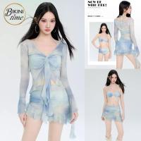 ราคา BikiniTime SB285 มี2สี (S,M,L) ชุดว่ายน้ำบิกินี ทูพีซ เซ็ท4ชิ้น เสื้อคลุมแขนยาวพร้อมกระโปรง บรามีฟองน้ำเสริม (48859162381)