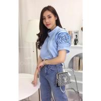 ราคา เสื้อ BLUE ROSE MOTHER DAY TOP เสื้อวันแม่ แขนกุหลาบฟ้า งานผ้าBOBBLE BABIE (12695182347)