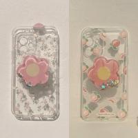 ราคา เคสไอโฟนลายดอกไม้,ลูกพีช พร้อมกริปต๊อกสุดน่ารัก สำหรับ iPhone 11 ถึง 14 Pro Max (23534600515)