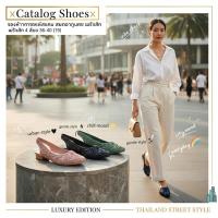 ราคา ꕥCatalog Shoesꕥ รองเท้าคัชชูหัวแหลม ลายดอกกุหลาบ มีรัดส้น 4 สี เบอร์ 36-40 (19) (22627465053)