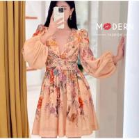 ราคา มินิเดรสแขนยาวพิมพ์ลาย มินิเดรสแขนยาว (40722950741)