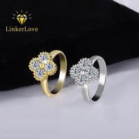ราคา รับประกัน 3 ปี LinkerLove Moissanite แหวนโคลเวอร์สี่ใบสําหรับผู้หญิง S925 เงินสเตอร์ลิงเพชรงานแต่งงานคู่สัญญาหมั้นแหวน (57111381752)