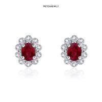 ราคา PETCHAEWLY Flower of life 18K Gold, Ruby and diamond earrings ต่างหูทับทิมแท้ล้อมเพชร (52059980016)