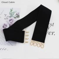 ราคา พร้อมส่งเข็มขัดเอวยางยืดกว้างผู้หญิงแฟชั่นหัวเข็มขัดโลหะยืดเข็มขัดสำหรับชุดเดรส (40282117114)