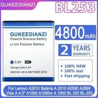 ราคา BL253 4800mAh สําหรับ Lenovo A2010 A2580 A2860 Vibe A 4.0 "A1000 A1000m แบตเตอรี่โทรศัพท์มือถือระยะยาว (56512143110)